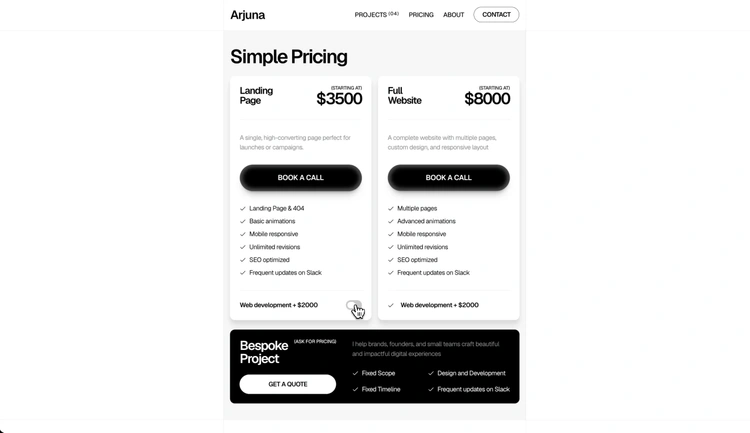 Pricing with Development Add-on preview