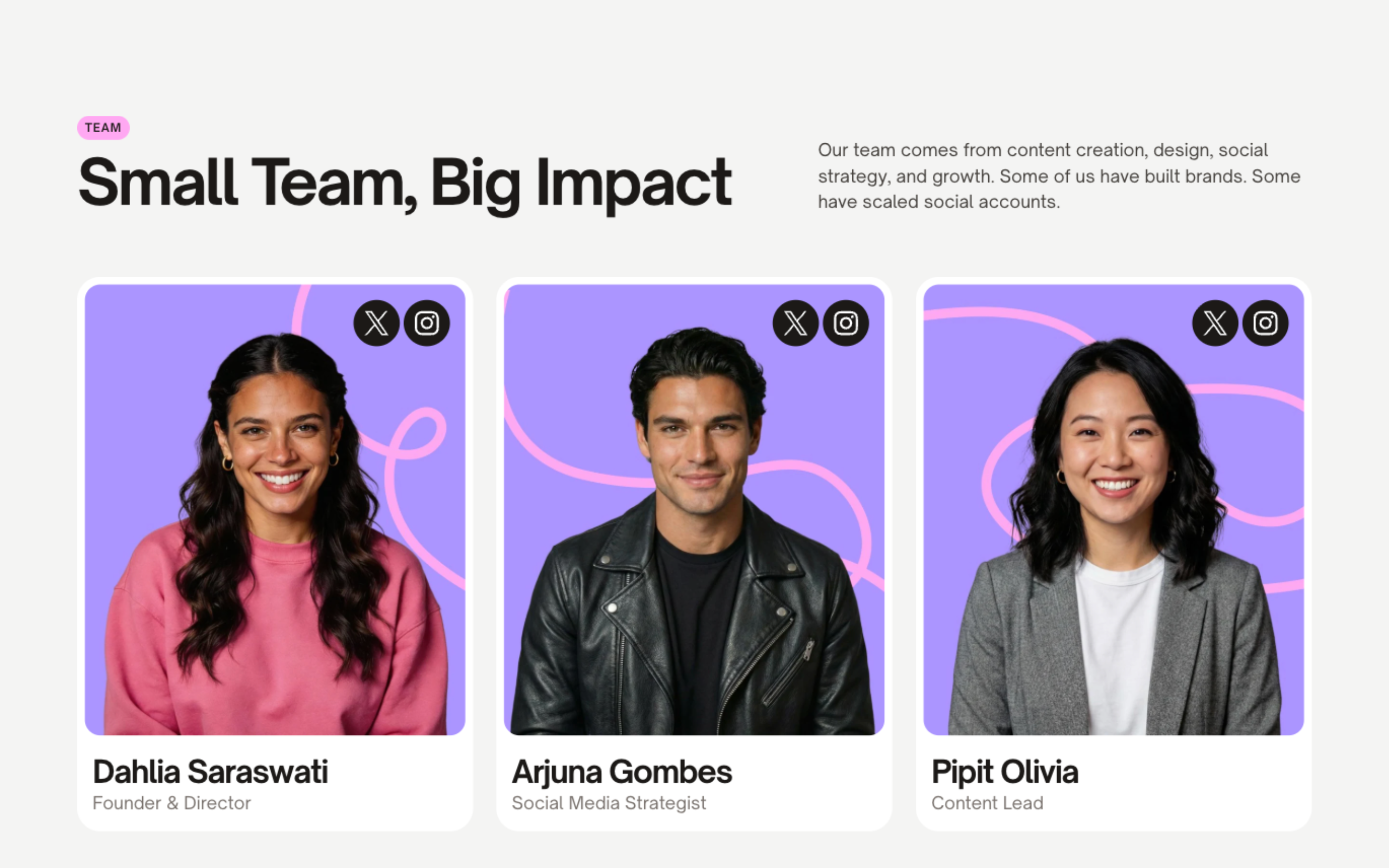 Team Cards with Social Links preview