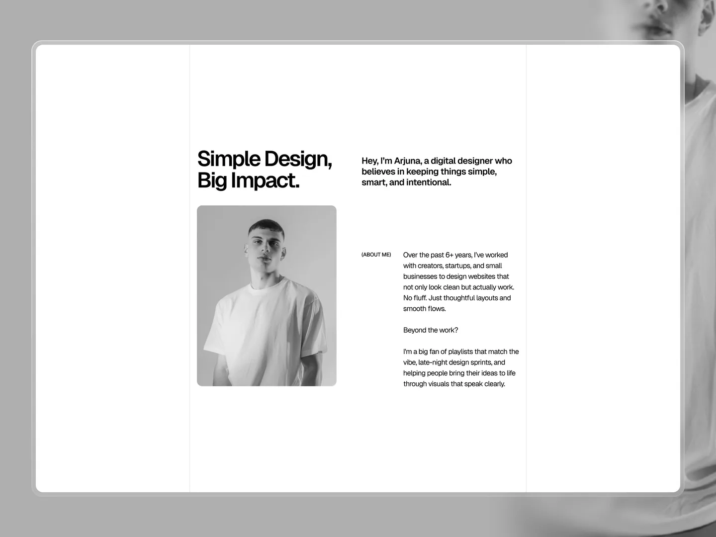 Arjuna free portfolio framer template