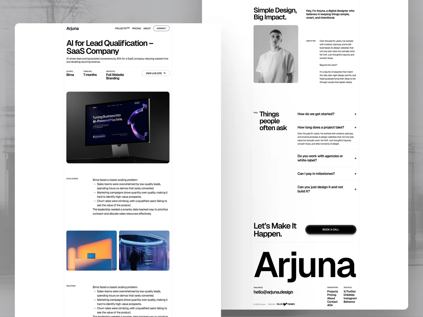 Arjuna free portfolio framer template