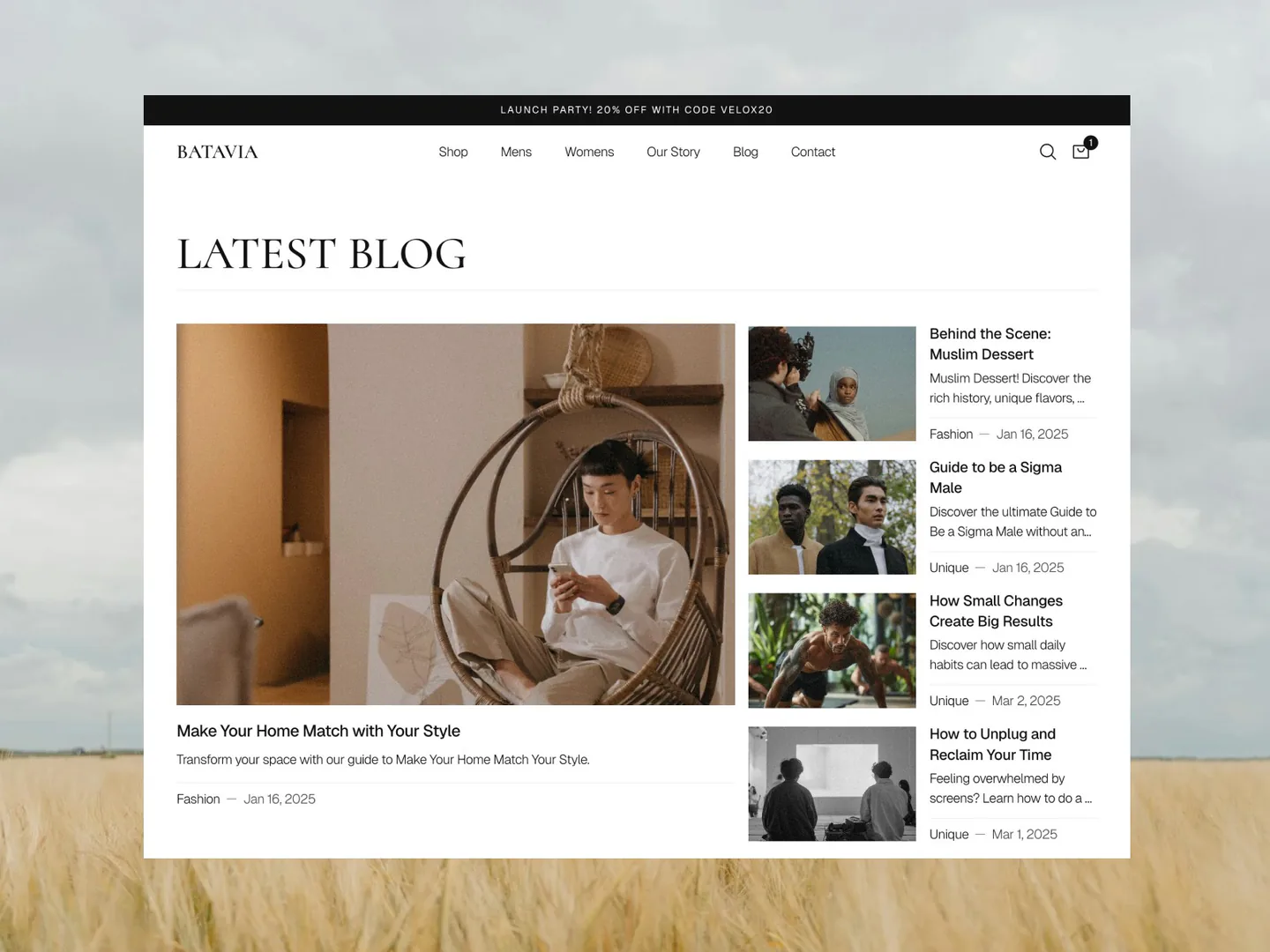 Batavia minimalist sophisticated e-commerce framer template