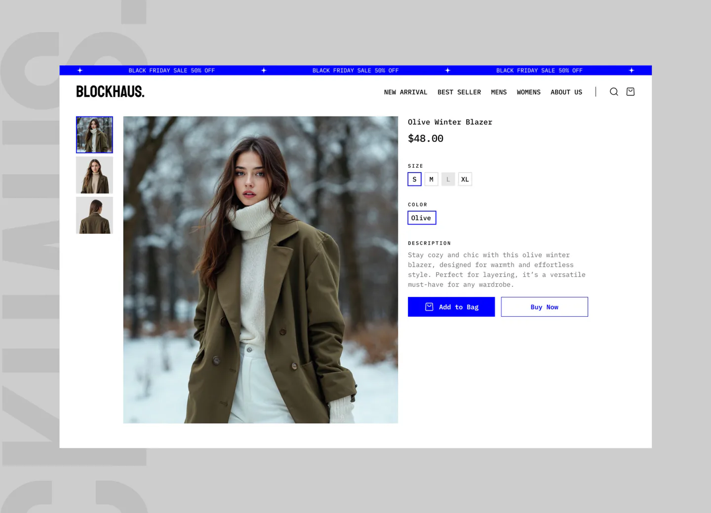 Blockhaus gen-z minimalist e-commerce framer template