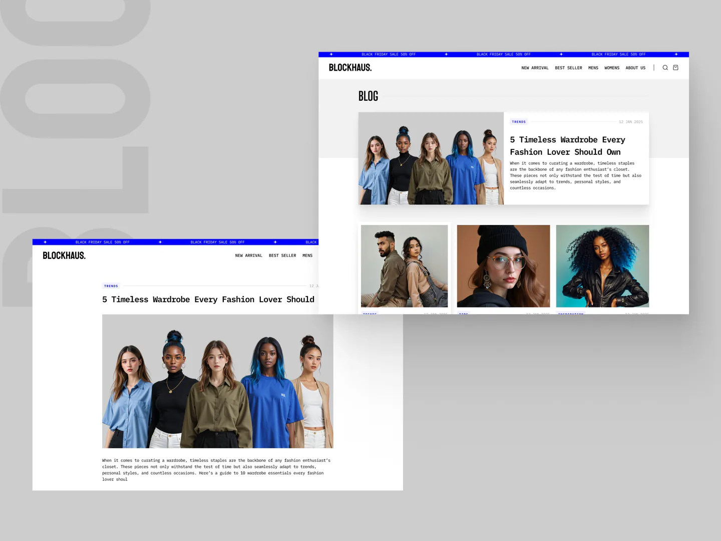 Blockhaus gen-z minimalist e-commerce framer template