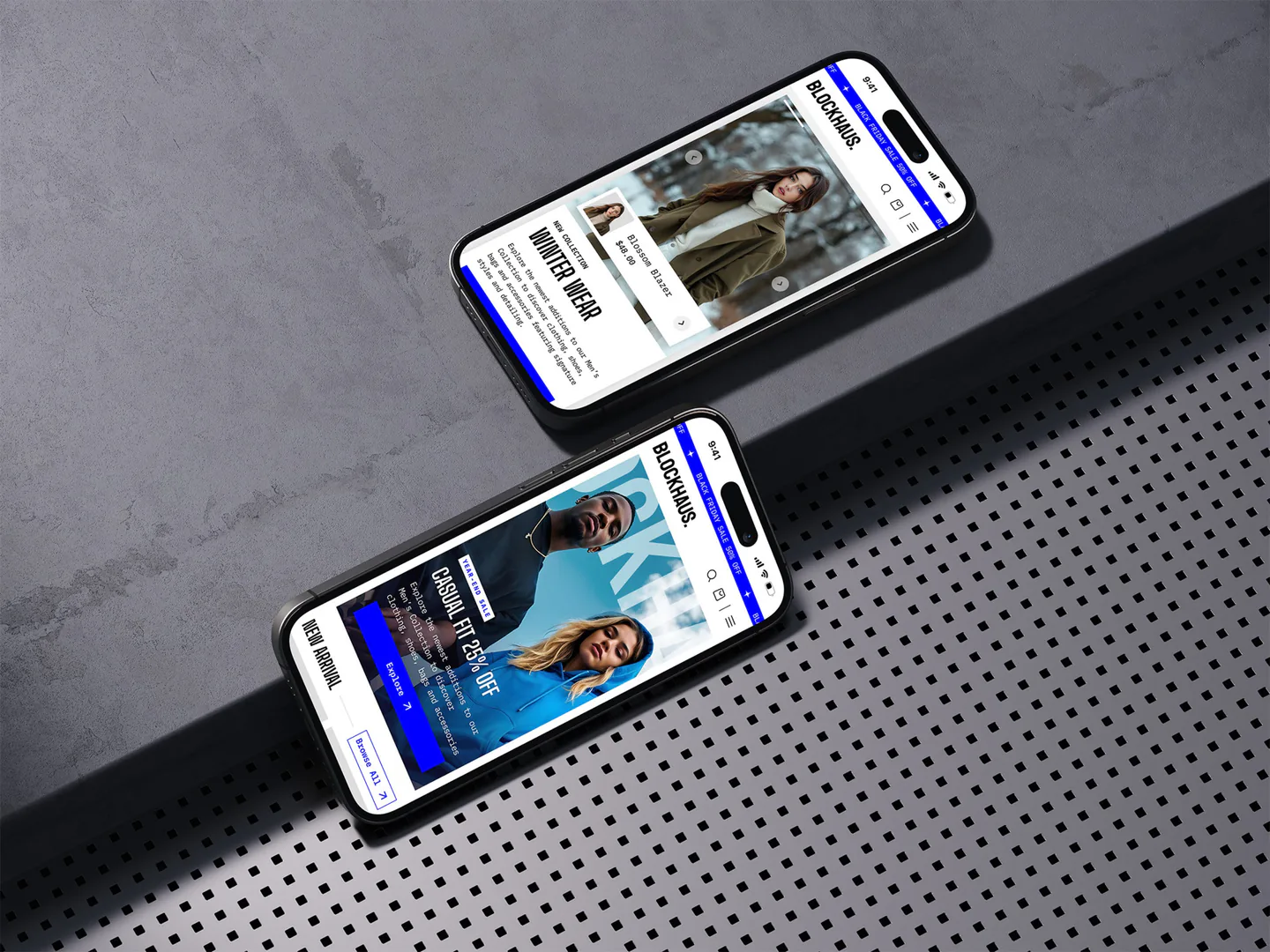 Blockhaus gen-z minimalist e-commerce framer template