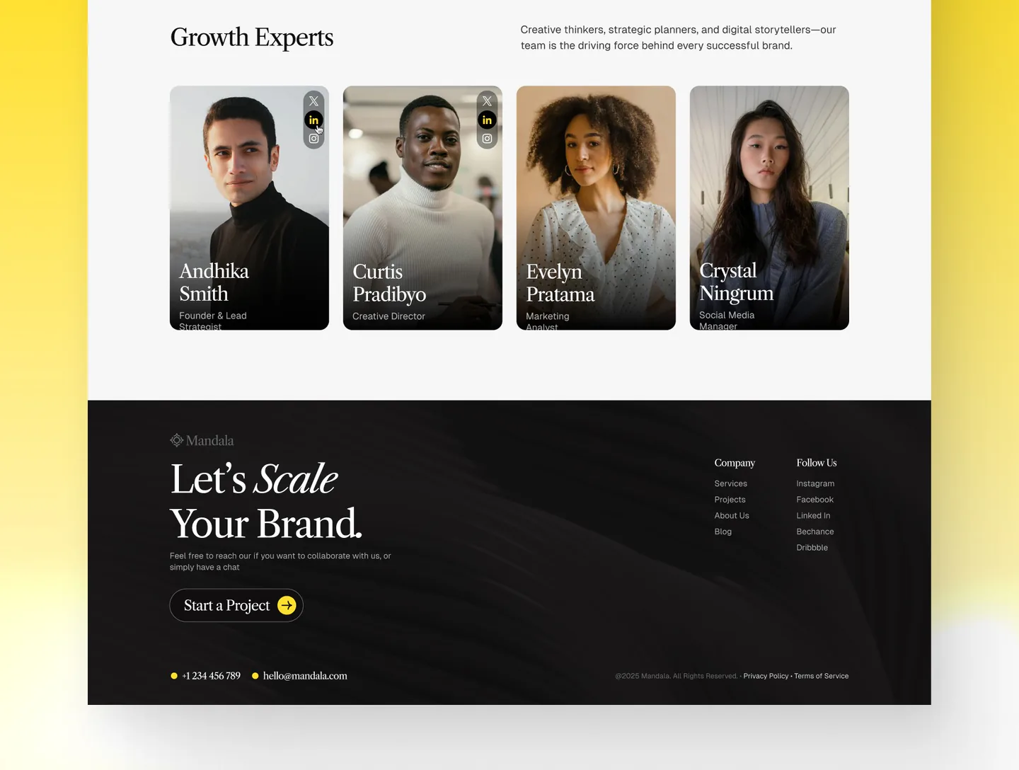 Mandala marketing agency framer template
